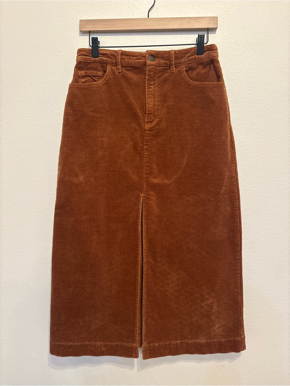 Vintage Inspired LOFT Corduroy Midi
Skirt with Front Slit - Size 2